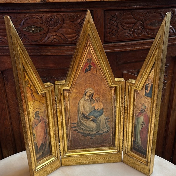 Stunning Florentine Triptych of Madonna and child along with saints - Picture 1 of 16